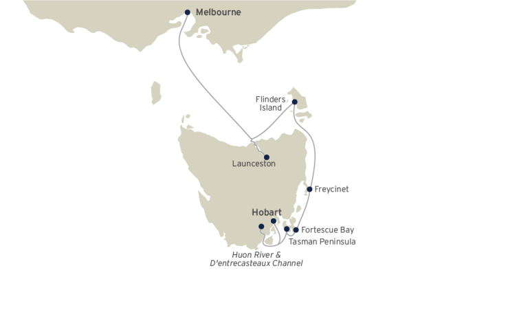 Flavours of Tasmania route map