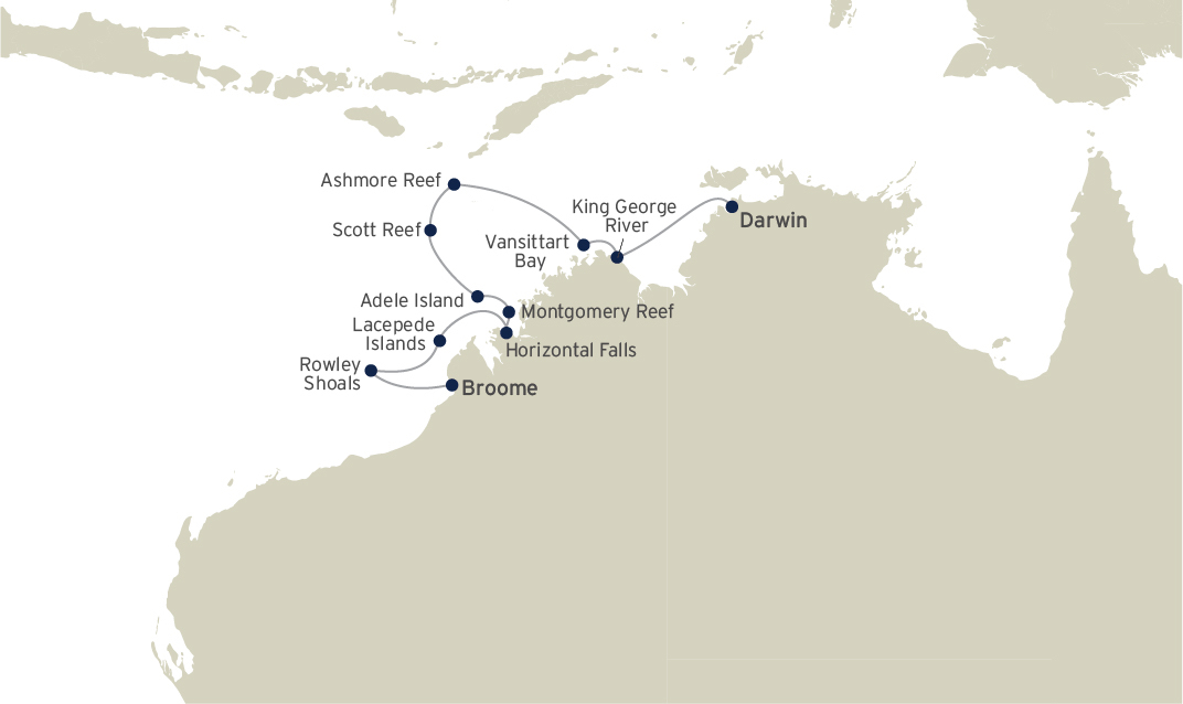 Kimberley Icons (Broome to Darwin) route map