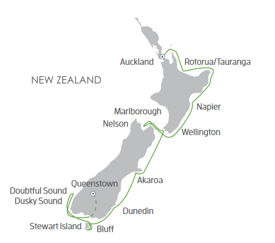 New Zealand Coastal Odyssey route map