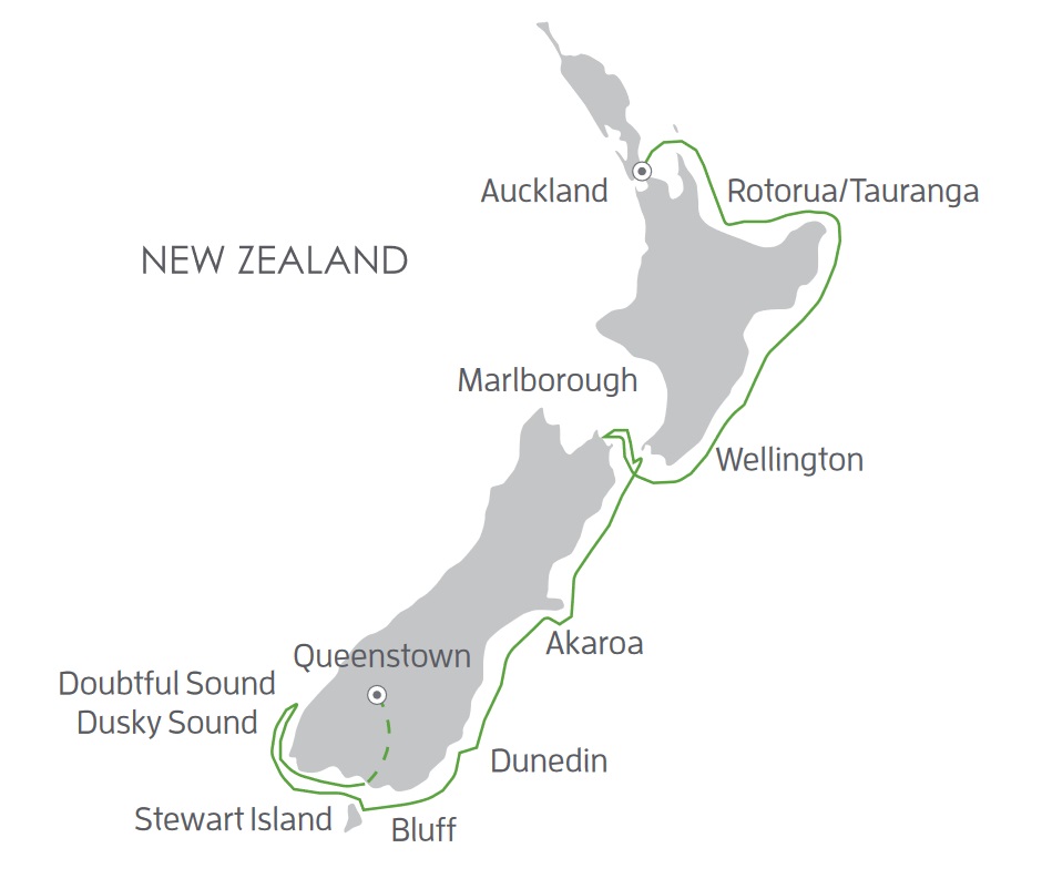 New Zealand Coastal Odyssey route map