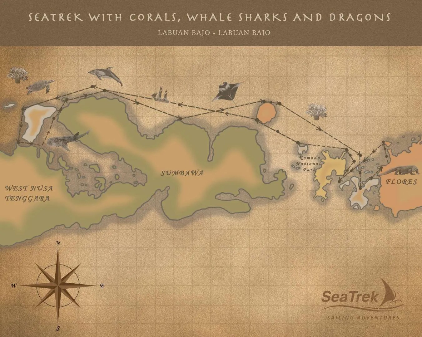 SeaTrek With Whale Sharks, Corals & Dragons route map
