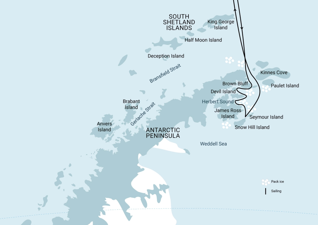 Weddell Sea Explorer - Basecamp Ortelius route map