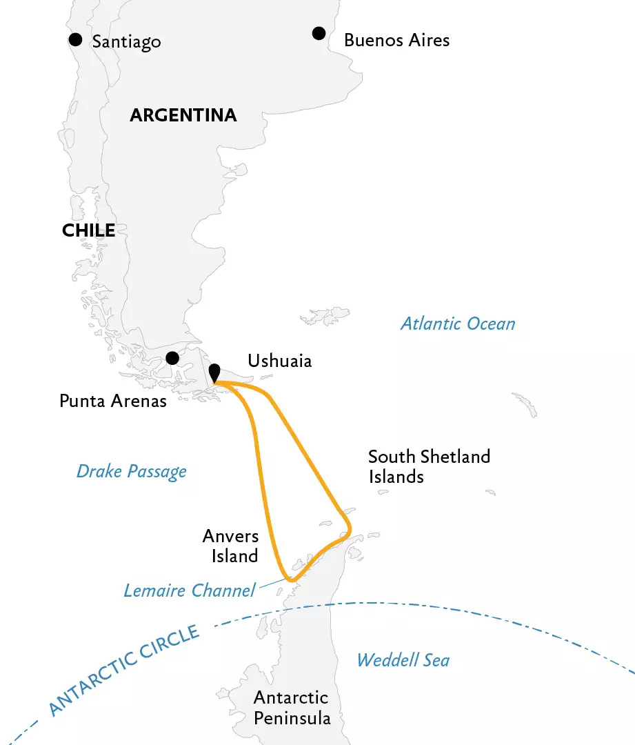 Antarctic Explorer aboard World Explorer route map