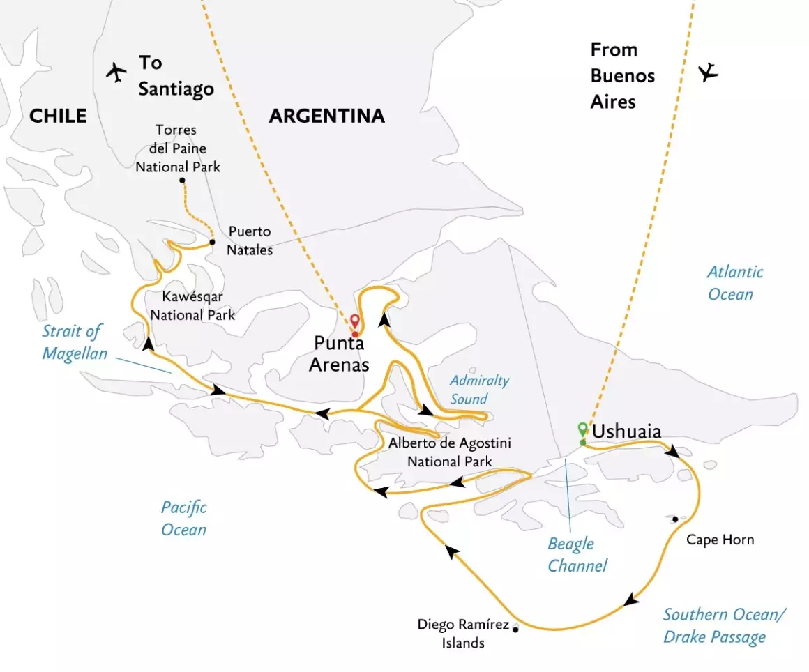 Essential Patagonia route map